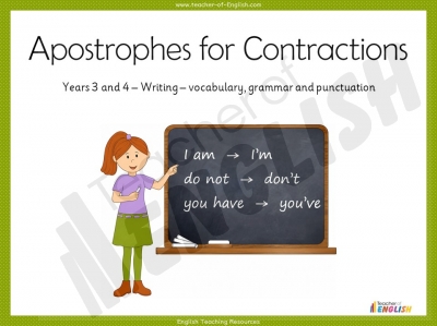 Apostrophes for Contractions - Years 3 and 4
